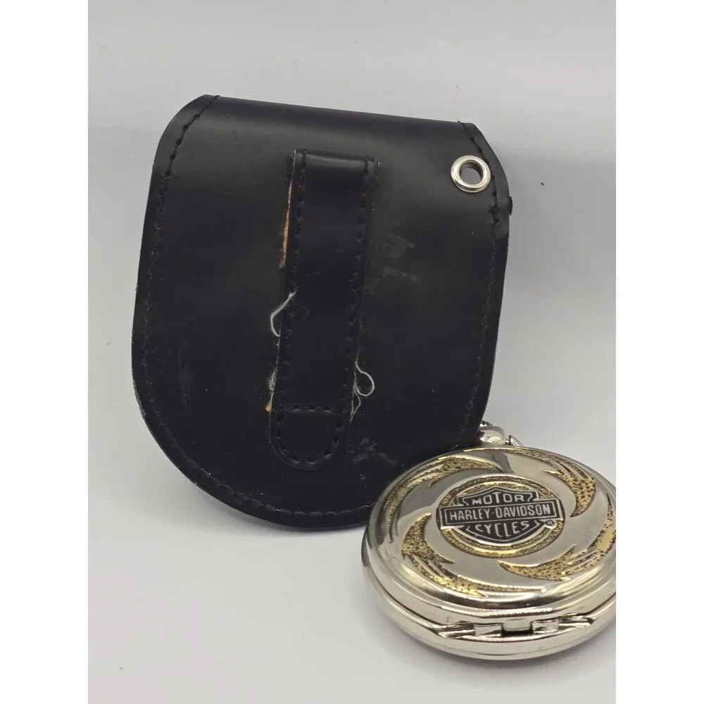 Franklin Mint Harley Davidson Orange Flame Pocket Watch Pouch COA Paper PARTS